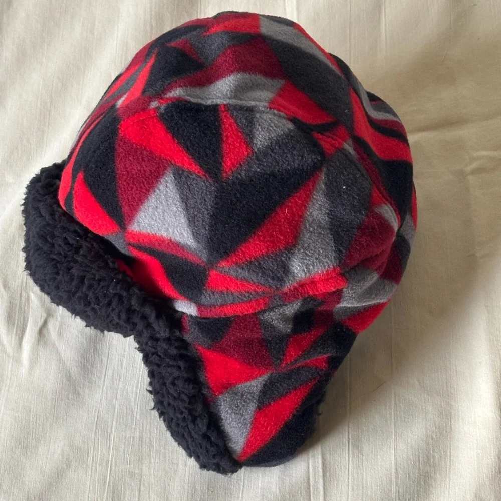 Target Red/Black Geometric Kids style Cap Hat Winter only measurements